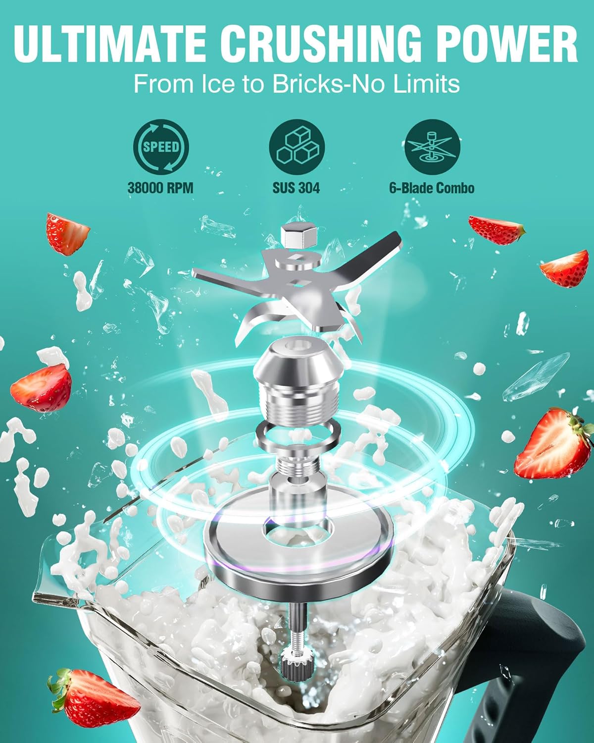 WantJoin Smoothie Blender 1800W Powerful Blenders for Kitchen 68 Oz Large Capacity and BPA-Free Containers with To-Go Cup Countertop Blender for Smoothies, Ice Crushing & Frozen Drinks