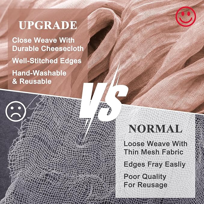 Wokceer Cheesecloth Table Runner 4Pack 10FT Dusty Pink Boho Gauze Fall Christmas Cheese Cloth Table Runner for Party Easter Rustic Sheer Table Runners for Baby Bridal Shower Wedding