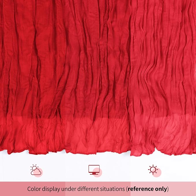 12 Pack Red Cheesecloth Table Runner 17x108 Inch Semi Sheer Boho Gauze Cheese Cloth Fabric Table Runners, for Wedding Party Baby Shower Birthday Home Decor Garden Farmhouse