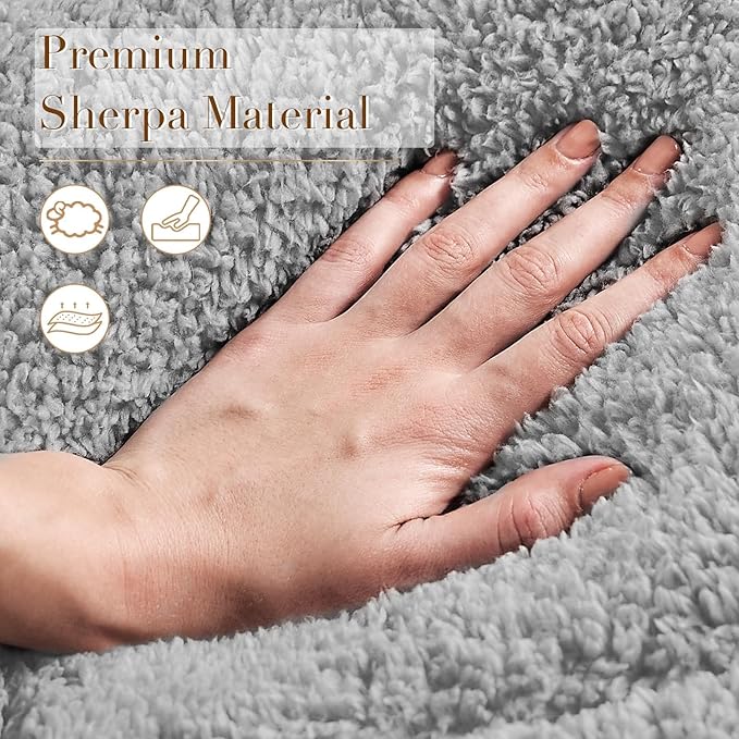 Cymula Twin Mattress Topper, Sherpa Mattress Pad for Dorm Bed Extra Thick 900GSM Down Alternative Plush Pillow Top 2inch Soft Futon Paded Mattress Protector Cover, Grey