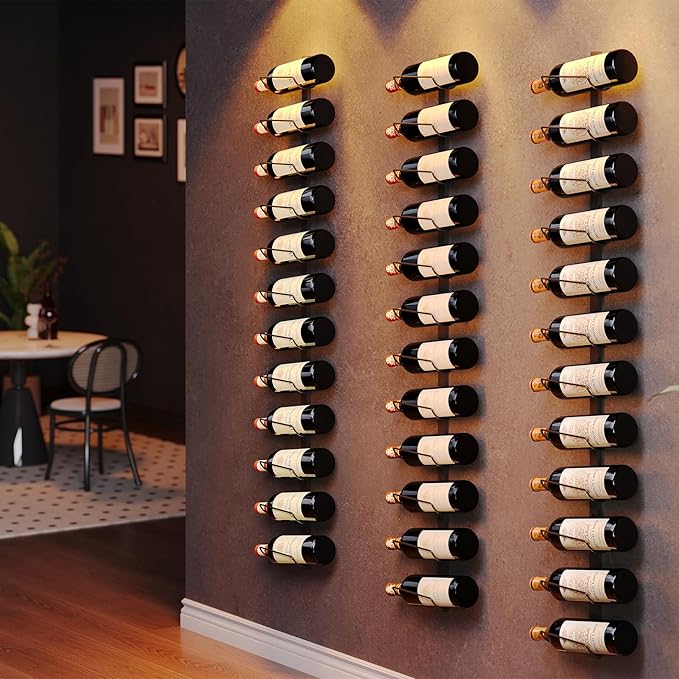 Sonyabecca 3 Pack 12 Bottle Wall Wine Rack?DIY Wine Rack Wall Mounted, Wall Mounted Wine Rack Display Holder Used as One or Four, for Kitchen, Dining Room, Bar, Wine Cellar