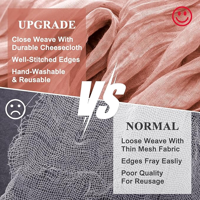 Wokceer Cheesecloth Table Runner 2Pack 10FT Dark Rose Boho Gauze Fall Thanksgiving Cheese Cloth Table Runner for Party Long Rustic Sheer Table Runners for Baby Bridal Shower Wedding Easter Table