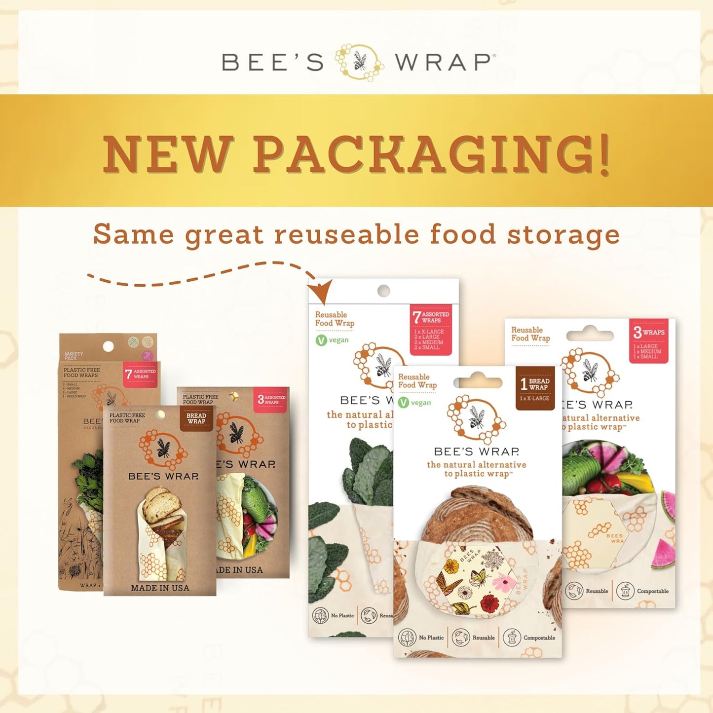 Bee's Wrap Beeswax Wraps for Food - Bakery Lane Bread Wrap - Made in USA Reusable Bread Storage Bags - Organic & Eco-Friendly Alternative to Aluminum Foil, Sourdough Bags & Plastic Wrap