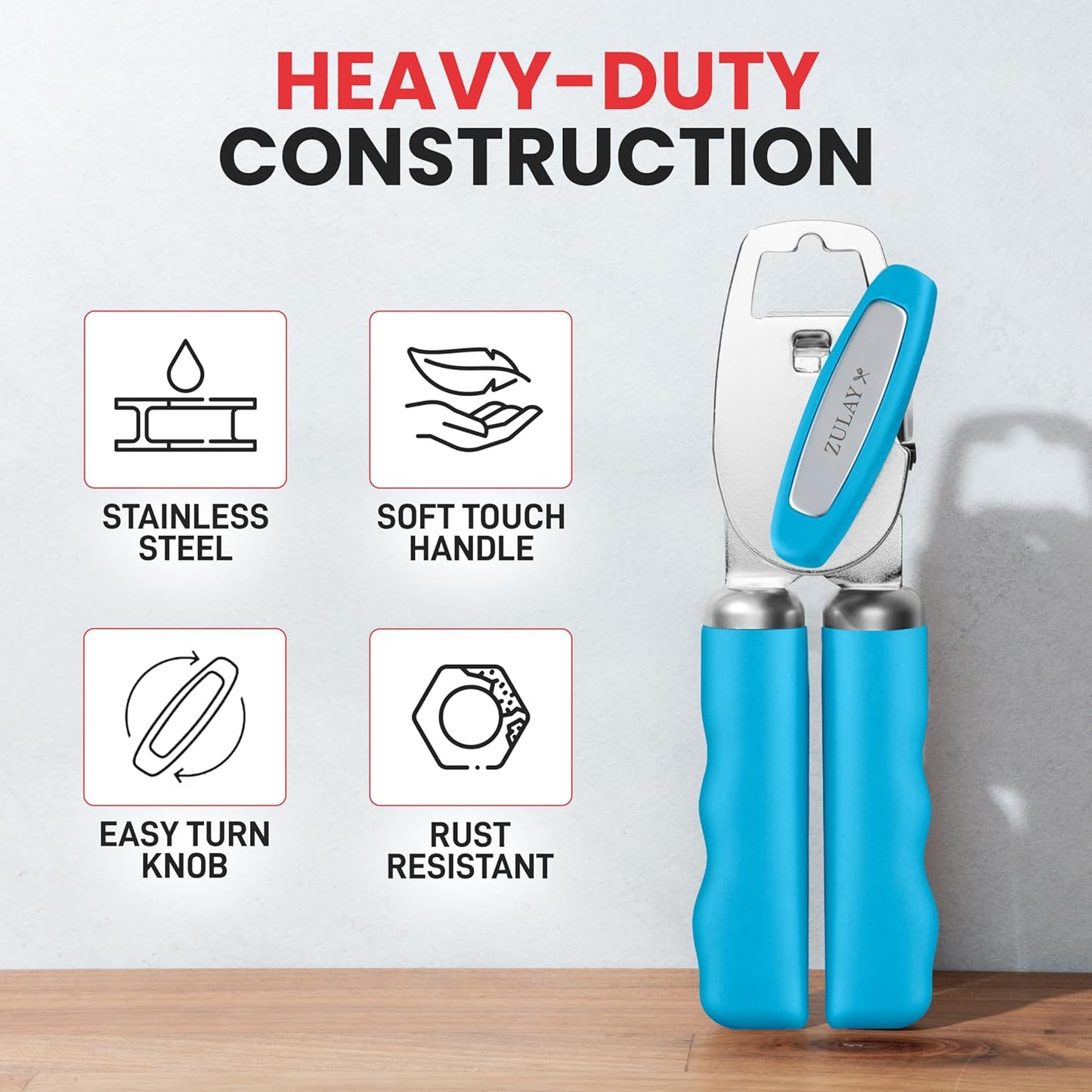 Zulay Kitchen Manual Can Opener with Bottle Opener with Turn Knob