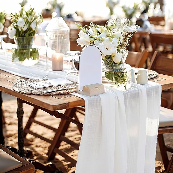 White Cheesecloth Table Runner, 120 Inch 10 FT Boho Rustic Cheesecloth Gauze, Cheese Cloth Runner for Wedding Spring Easter Baby Bridal Shower Party Decoration, 1 Pack