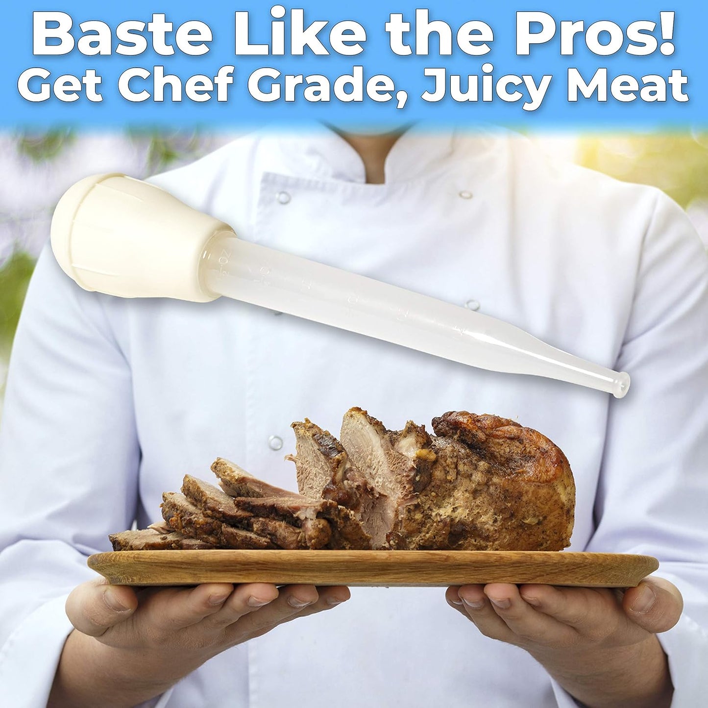 BPA Free, Pro Grade Turkey Baster 2 Pack. Extra Large 11 Inch Bulb Basters with Measuring Lines Perfect for Cooking Juicy, Tender Meat. Best Plastic Suction Basting Syringe, Kitchen Tools and Supplies