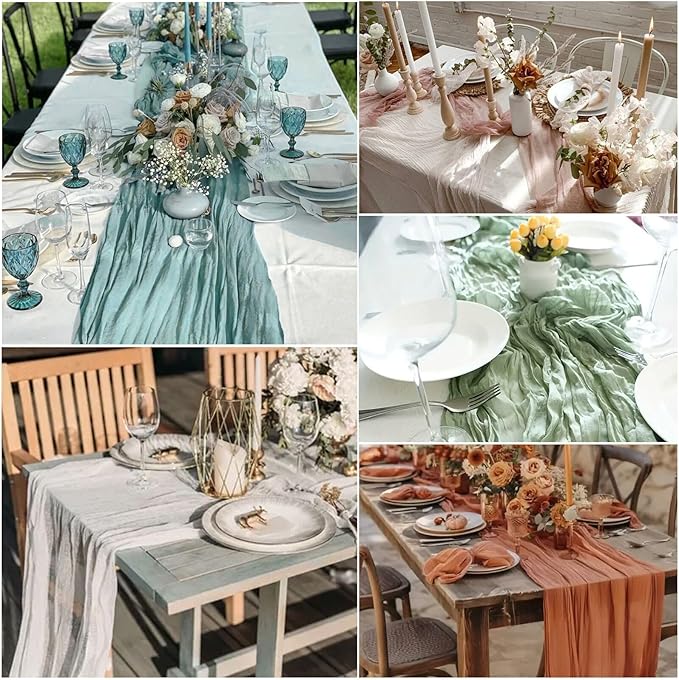 12 Pack Terracotta Cheesecloth Table Runner 22x120 Inch-Naturally Dyed Colors Sheer Gauze Cheese Cloth Wedding Bridal Shower Birthday Party Thanksgiving Table Runner Fall Decor
