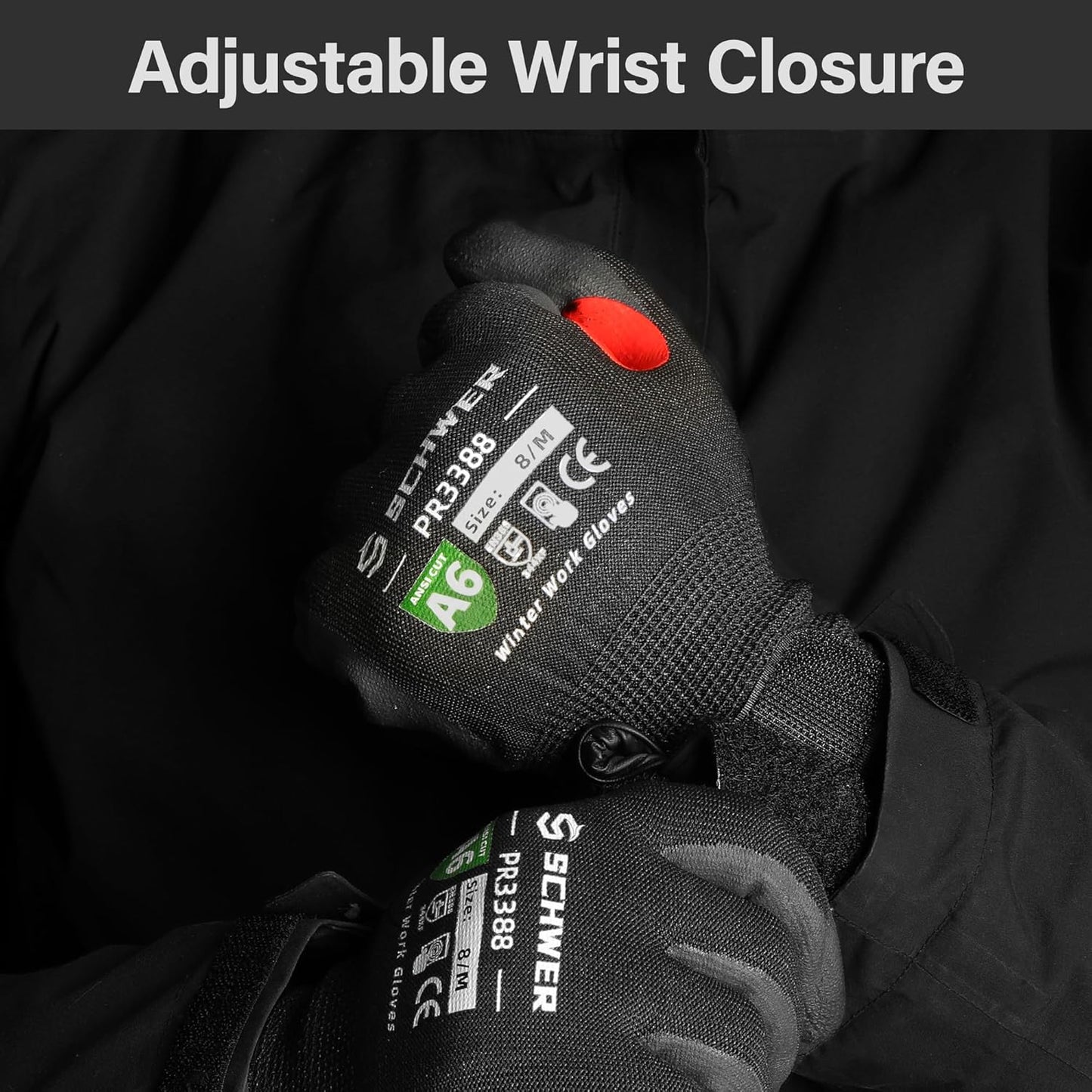 FreezeGuard Winter Work Gloves for Men and Women, ANSI A6 Cut Resistant Gloves With Super Grip, Freezer Glove for Work, Touchscreen, Thermal Insulated, PR3388, Non PFAS, Black Knight (L, 1 Pair)
