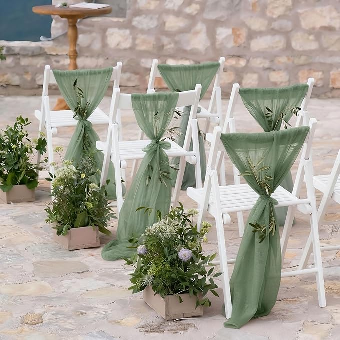 Sage Green Table Runner, 120 Inch 10 FT Boho Rustic Cheesecloth Gauze, Farmhouse Centerpieces Decor for Wedding Spring Easter Baby Bridal Shower Party Decoration, 1 Pack