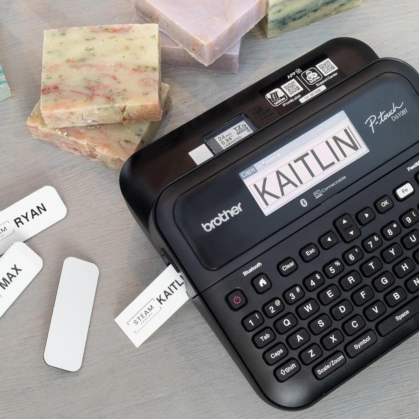 Brother P-Touch PT- D610BTVP Business Professional Connected Label Maker | Connect and Create via Bluetooth® on TZe Label Tapes up to ~1 inch,White