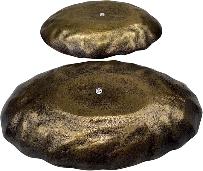ANDALUCA Set of 2 Oval Metal Decorative Table Bowls, Bronze Finish