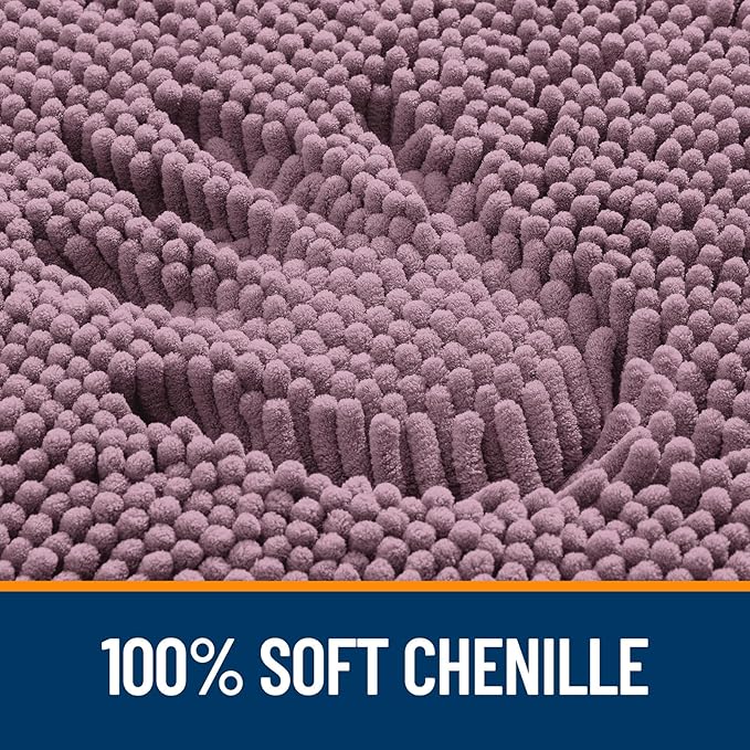 OLANLY Bathroom Rugs 44x24, Extra Soft Absorbent Chenille Bath Rugs, Rubber Backing Quick Dry, Machine Washable Bath Mats for Bathroom Floor, Tub and Shower, Home Decor Accessories, Deep Plum