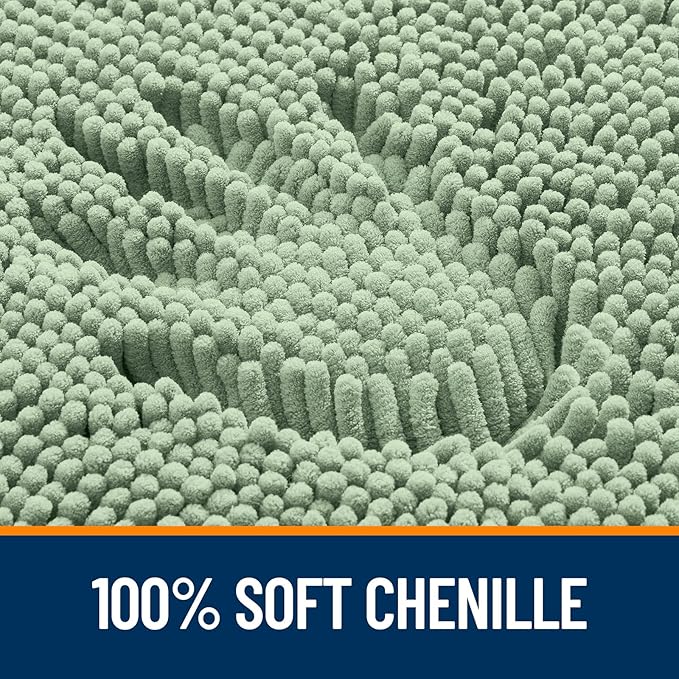OLANLY Bathroom Rugs 59x24, Extra Soft Absorbent Chenille Bath Rugs, Rubber Backing Quick Dry, Machine Washable Bath Mats for Bathroom Floor, Tub and Shower, Home Decor Accessories, Sage Green