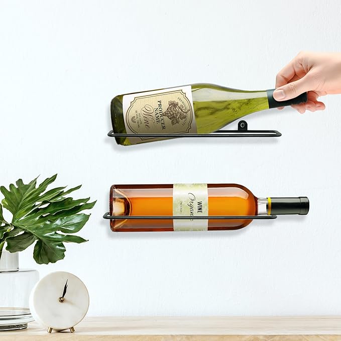 FLstudio Wall Mounted Wine Rack: 2 Bottle Wall Mount Wine Rack - Metal Wine Bottle Holder Hanging Wine Display and Storage Liquor Racks for Wine Cellar Home Kitchen Bar Decor