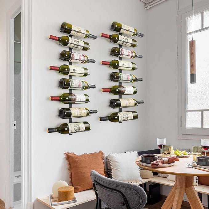 Wine Rack Wall Mounted: 8 Bottles Wine Bottle Holder Hanging Bar Liquor Storage Organizer of Cabinet Kitchen - Designed for SpaceSaver (8 Bottles)