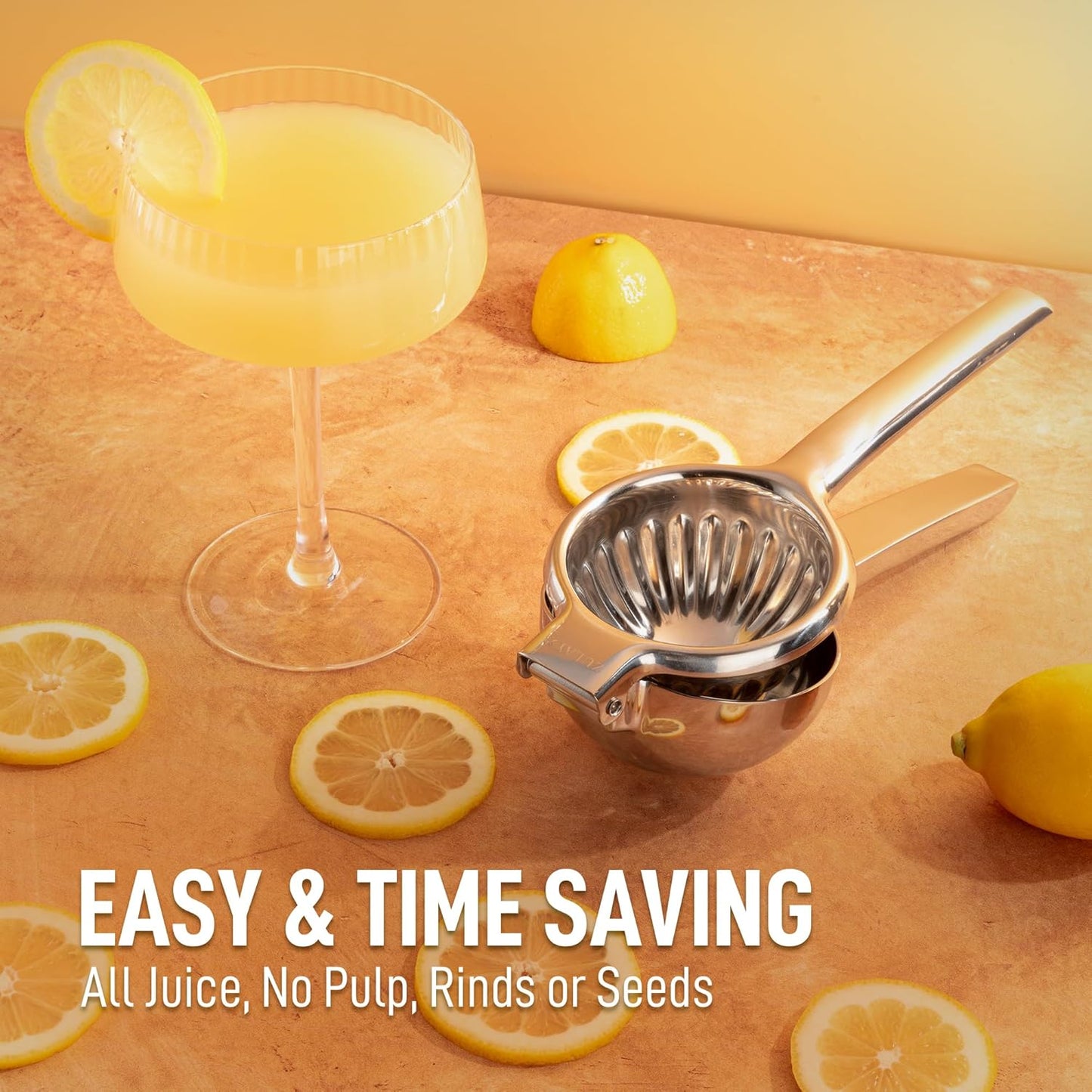 Zulay Extra Large Lemon Squeezer Stainless Steel - Easy Squeeze Heavy Duty Lemon Juicer Hand Press - Ergonomic Citrus Squeezer & Fruit Juicer for Small Oranges, Lemons, & Limes