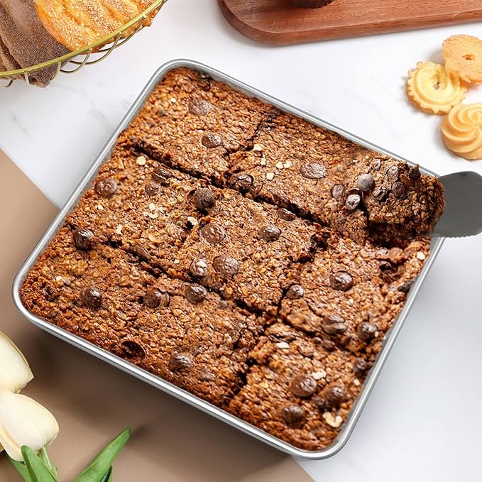 LIANYU 9 Inch Square Cake Pan, Stainless Steel Baking Lasagna Brownie Bread Pan, Perfect for Birthday Party Wedding, Oven & Dishwasher Safe