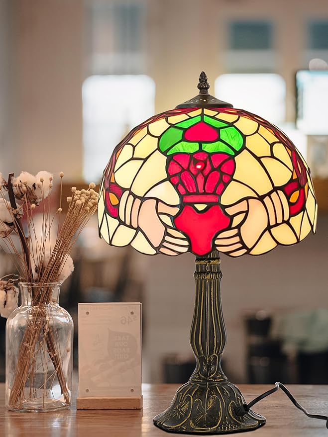 KY&BOSAM Tiffany Table Lamps Irish Gold Crown Celtic Light Stained Glass Art Style Desk Lamp19 Inche Tall 12 Inche Wide Lamp Shade1 Bulb Antique Zinc Base Living Room Bedroom St Patrick's Day Decor