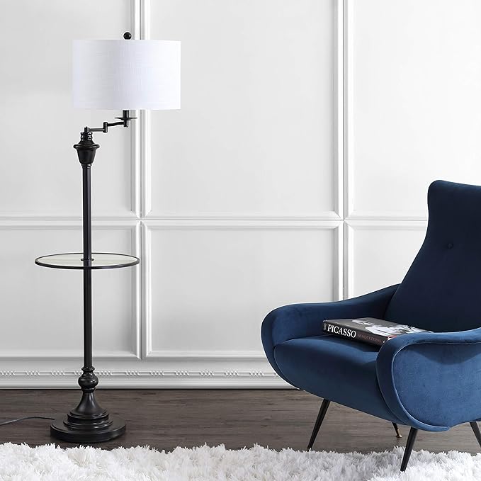 JONATHAN Y JYL3055C Cora 60" Metal/Glass LED Side Table and Floor Lamp Contemporary,Transitional for Bedrooms, Living Room, Office, Reading, Oil Rubbed Bronze, Oil-Rubbed Bronze