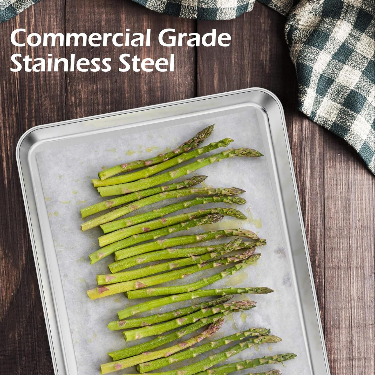 Baking Sheets Set of 2, Leonyo 12.4IN x 9.6IN Stainless Steel Cookie Sheets for Baking, 1IN Deep Metal Toaster Oven Pan Tray for Oven, Dishwasher Safe