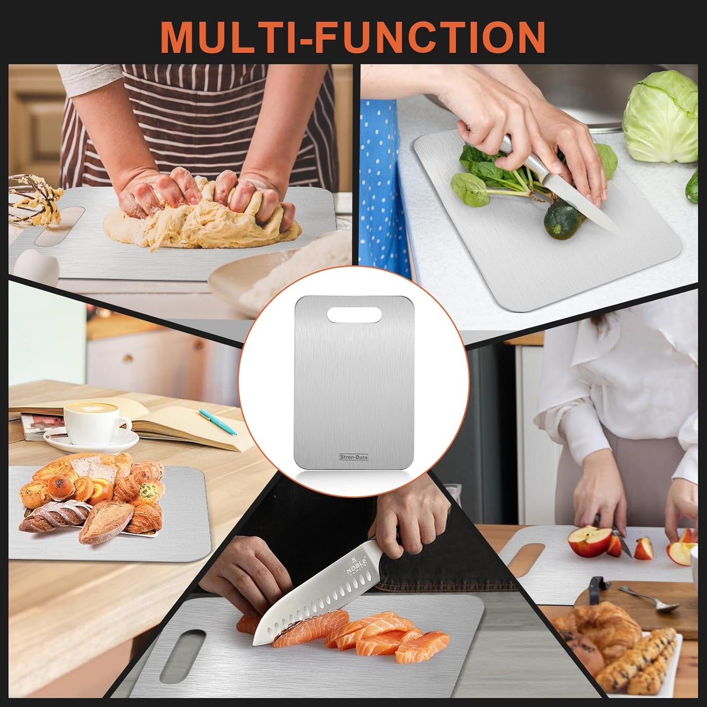 Cutting Boards for Kitchen, Cutting Board, Foodgrade Stainless Steel Cutting Board for Meat,Fruit, Vegetables, Outdoor or Indoor, L 15 .4" * 11"