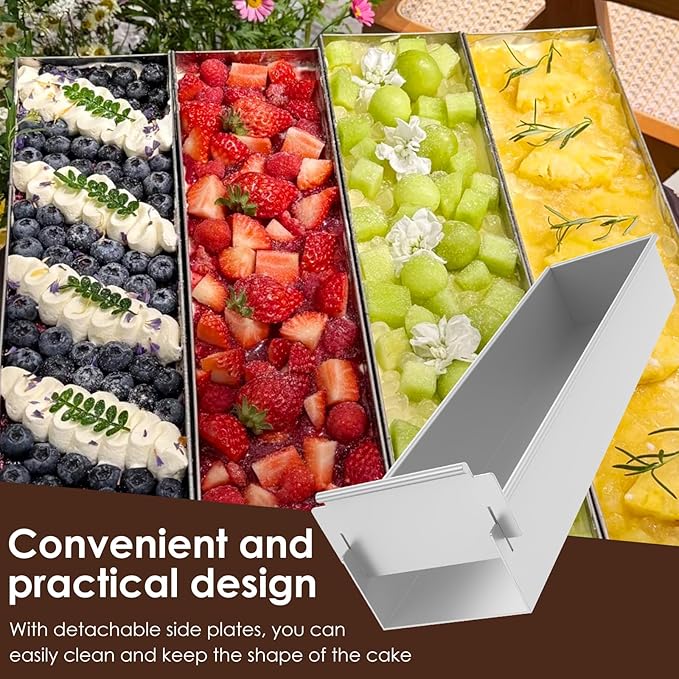 Rectangle Cake Mold, Aluminum Alloy Tiramisu Pan Cake Baking Tray, with Removable Frame Tiramisu Molds for Tiramisu Cheesecake Mousse