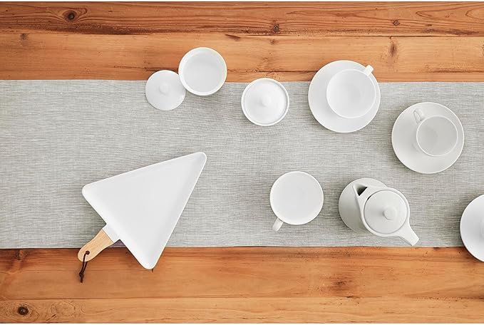 Solino Home Linen Table Runner 72 Inches Long - Athena, 100% Pure Linen Oyster Grey 14 x 72 Inch Table Runner for Dining, Holiday