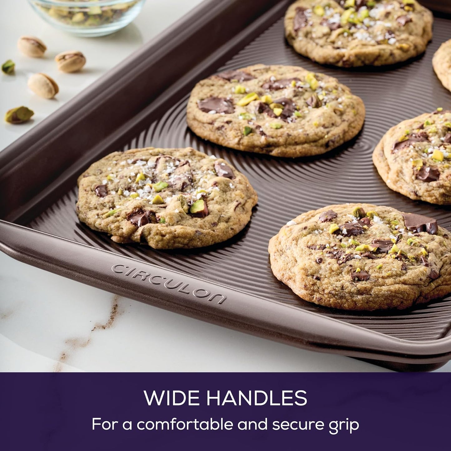 Circulon Nonstick Bakeware, Nonstick Cookie Sheet / Baking Sheet - 10 Inch x 15 Inch, Chocolate Brown