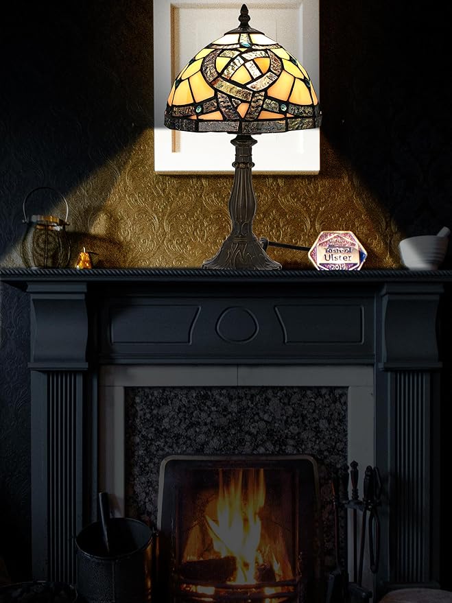 KY&BOSAM Tiffany Table Lamps Irish Celtic17500 Lumens UL Style Light Stained Glass Lamp Shade +E26 Bulb Holder+ Metal Base 8*8*14Inch Family Bedroom Living Room Office Memory St Patrick's Day Decor