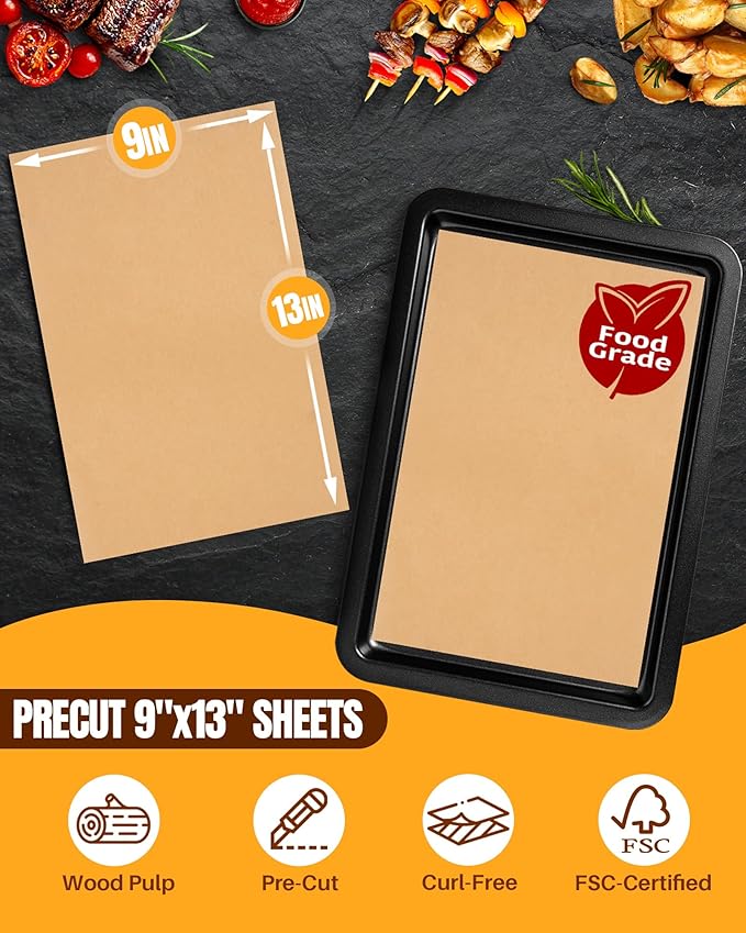 360 Parchment Paper Sheets 12x16 Inch | Natural Brown Precut Unbleached Baking Paper for Oven, Air Fryer, Grilling & Steaming | Non-Stick, Greaseproof Half Sheet Pan Liners | Bulk Pack