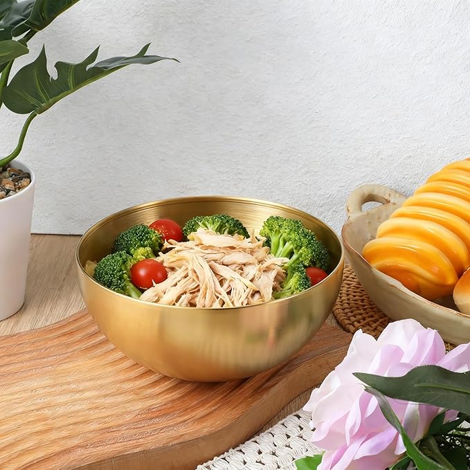 10 PCS Gold Mixing Bowls, 5.9 Inch Gold Serving Bowls Decorative Metal Stainless Steel Bowl Facial Bowl Esthetician for Mixing, Soup, Dessert, Cereal, Fruit, Snack, Christmas