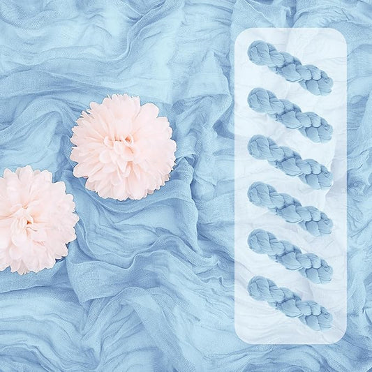 Aktor 6 Pack Baby Blue Cheesecloth Table Runner 10Ft Gauze Table Runner Boho Semi Sheer Cheese Cloth Fabric Runners for Wedding Birthday Baby Shower Party Table Decoration（Baby Blue）