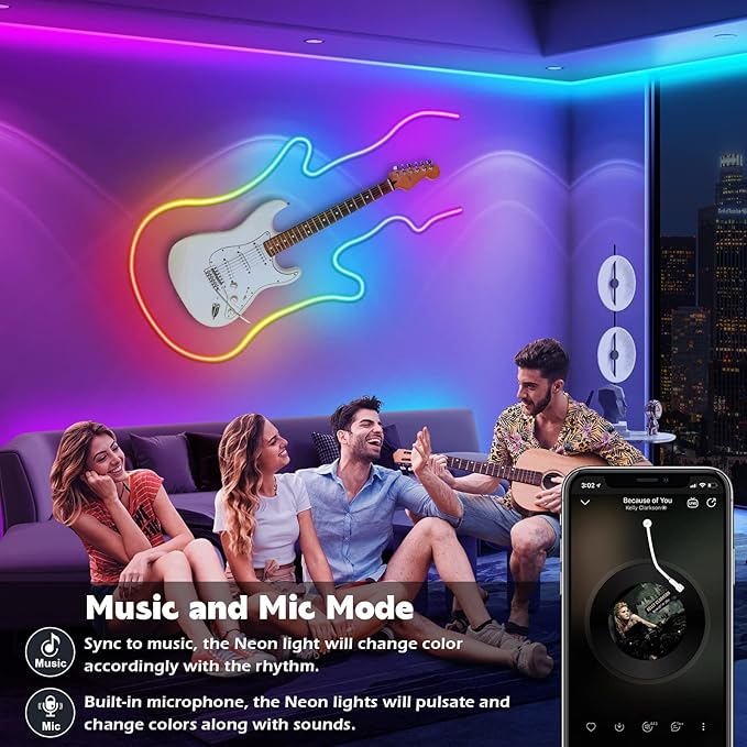 150Ft Neon Rope Lights,Flexible Led Rope Lights Control with App/Remote,Multiple Modes Light,IP65 Outdoor RGB Led Light Waterproof (150Ft Neon Rope Lights)