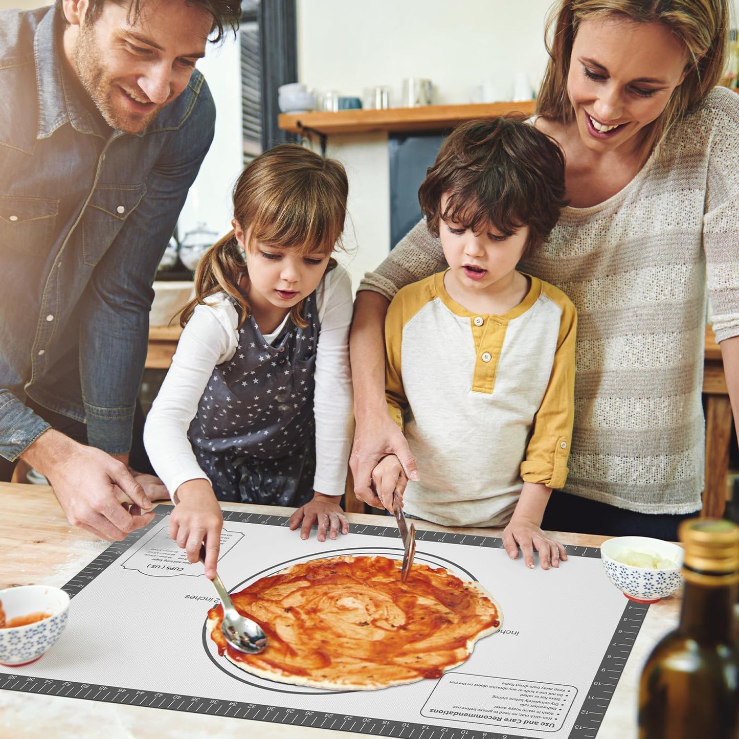 Non Stick Silicone Pastry Mat,Silicone Dough Rolling Mat Baking Mats Silicone for Baking Sheets Large Silicone Mat for Baking Fondant Pie Crust Pizza and Cookies Mat Heavty Duty Kitchen Counter Mat