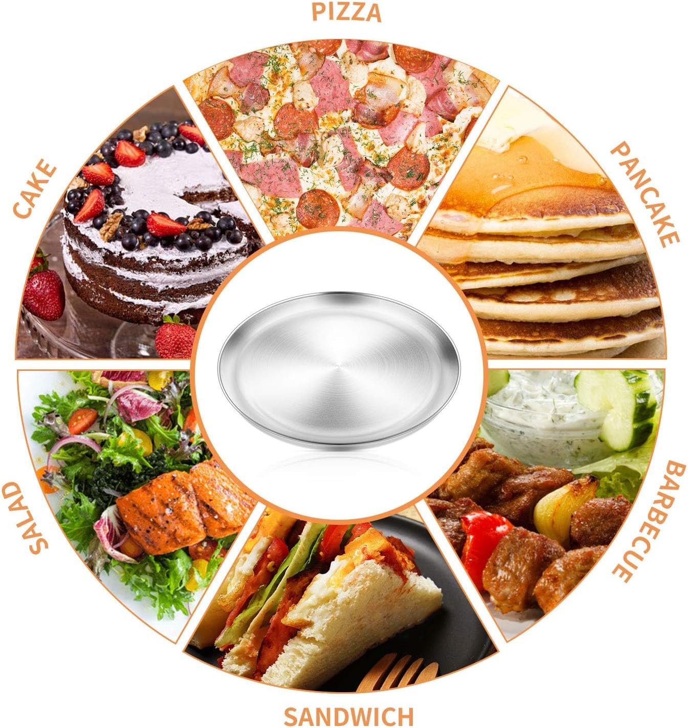 13½ inch Pizza Pan Set, Set of 3, Stainless Steel Pizza Pan Set Large Pizza Oven Pans Tray for Baking Serving, Healthy & Heavy Duty, Dishwasher Safe & Easy Clean