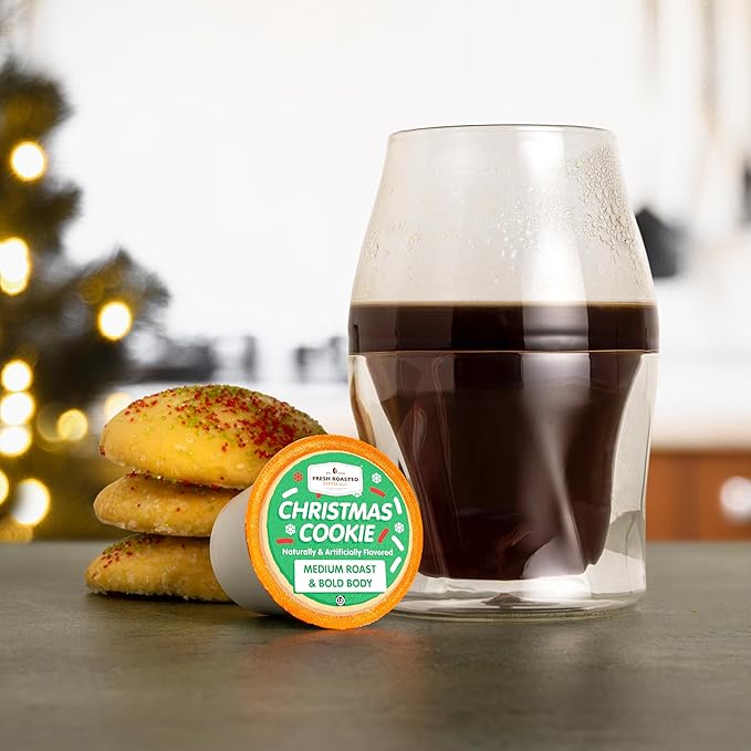 Fresh Roasted Coffee, Christmas Cookie, Flavored Coffee Pods, K-Cup Compatible, 24 Count