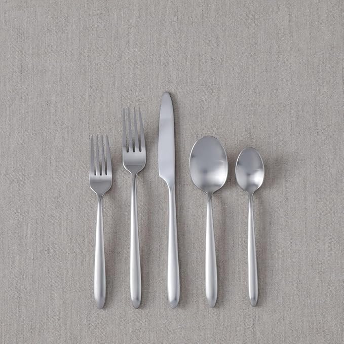 Fortessa Velo 18/10 Stainless Steel, 20 Piece Flatware Set (Service for 4), Brushed Silver