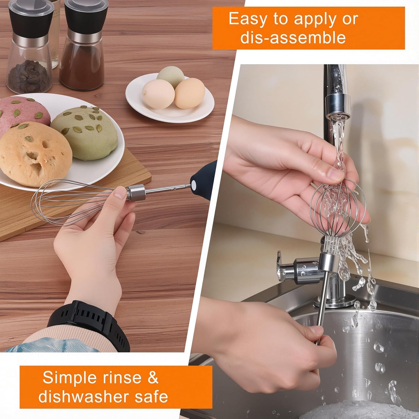Electric Egg Beater Whisk, USB Charging Mixer, Three-Speed Adjustment, Suitable for Whisking Eggs, Cream, Sauce, Jam Supplements and More, Pink