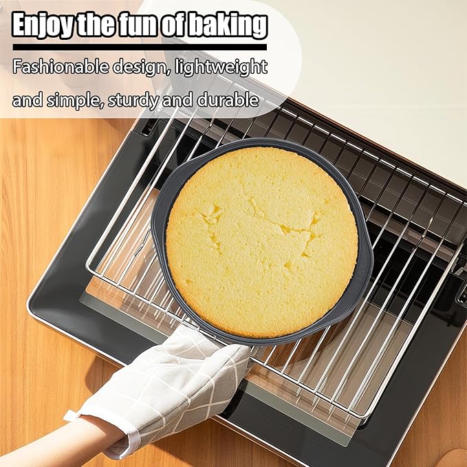 Round Cake Pans, 2 Pack 8 Inch Circle Cake Pan With Wide Handle Stainless Steel Baking Pan For Birthday Wedding Christmas, Steaming Serving