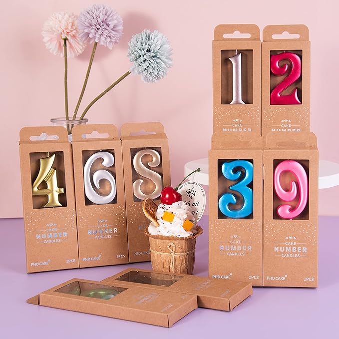 PHD CAKE 2.76 Inch Elegant Blue 3 Number Birthday Candles, Blue Number Candles, Cake Number Candles, Party Celebration
