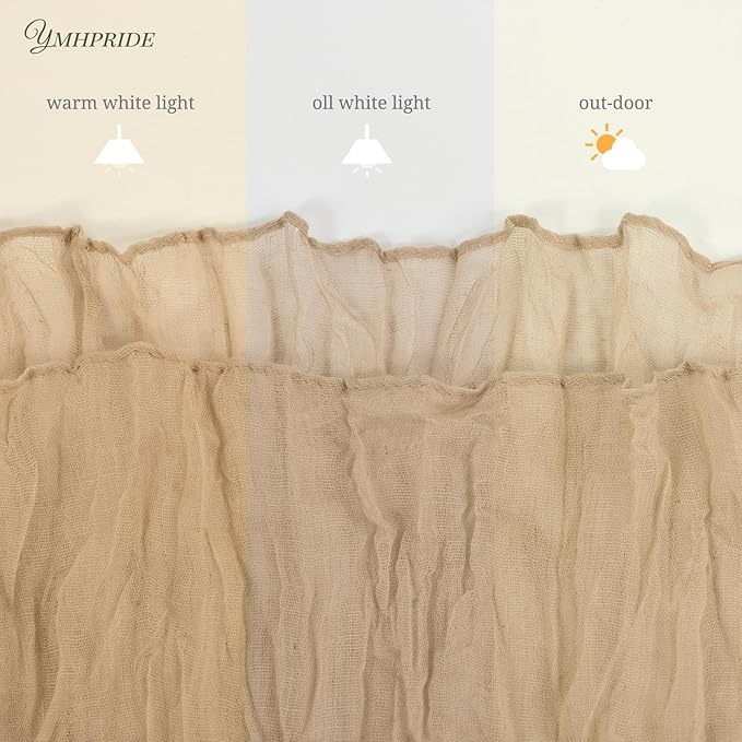 12 Pack Cheesecloth Table Runner 35 x 70 inch Long Boho Cheese Cloth Gauze Table Runners Semi Sheer Table Runner for Wedding Decor, Bridal Shower, Birthday Party (Beige)