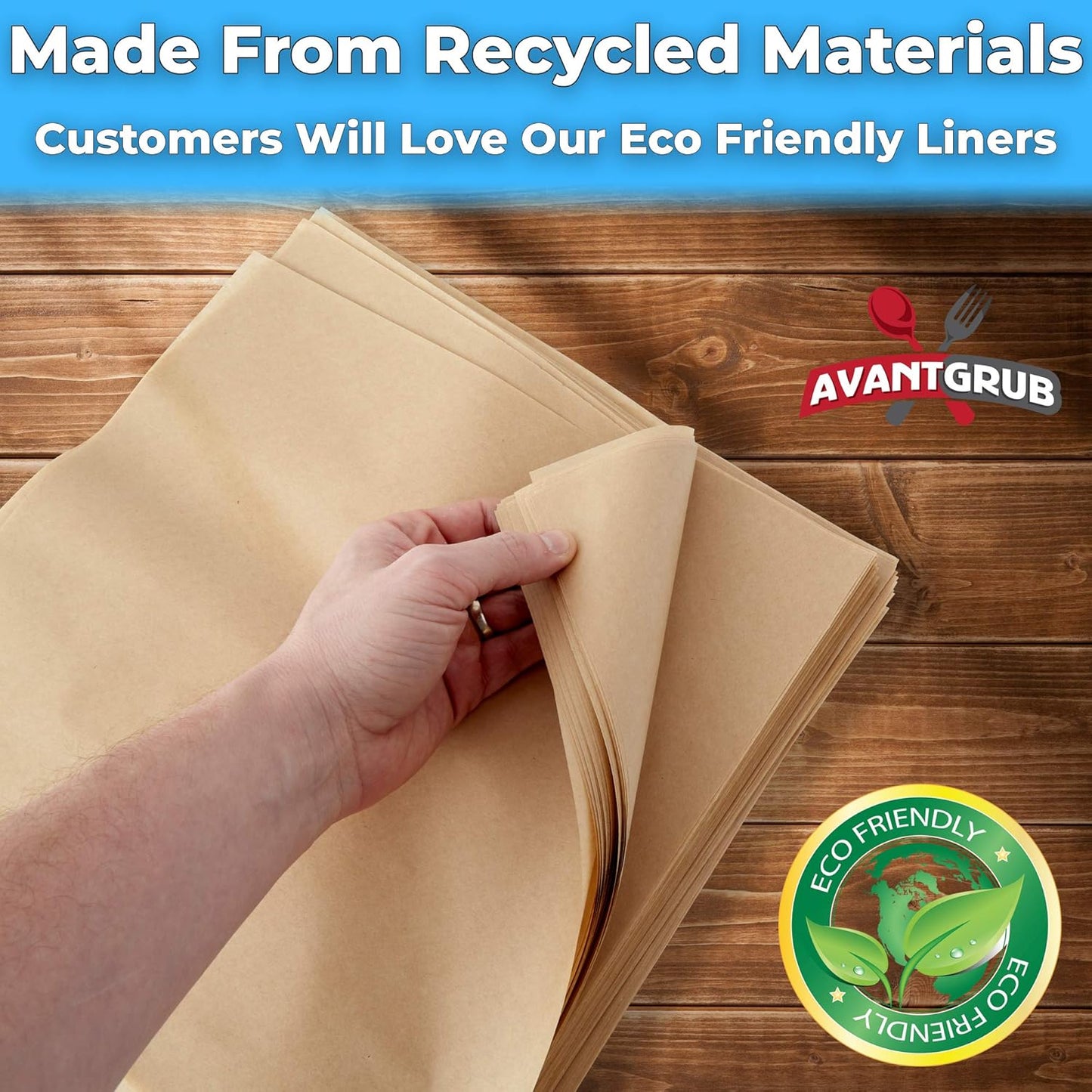 Eco Friendly, Grease Proof 12" x 12" Deli Wrap 1000 Pk. Best Kraft Food Wrapping Paper Sheets for Picnic, Festival, Fair or BBQ. Perfect Liner for Tray, Basket or Boat. Quality Bulk Restaurant Supply