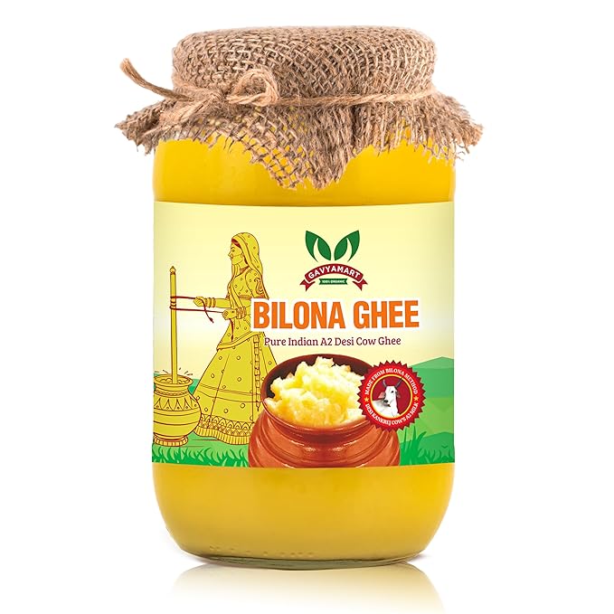 Gavyamart Bilona ghee 100% Pure Desi Kankrej Cow Ghee-Made Using Traditional Bilona Method 1 L- Glass jar pack (2*1 L)