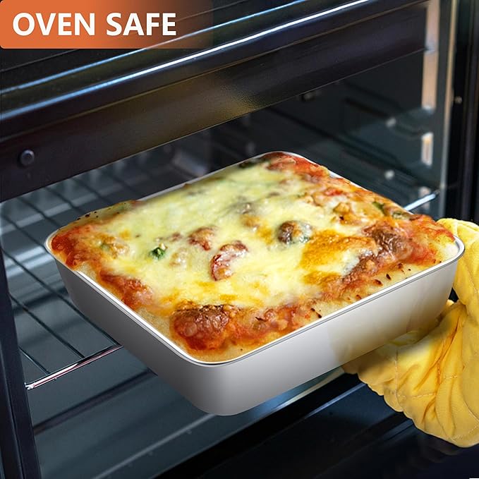 LIANYU 8 x 8 Inch Square Cake Pan, Stainless Steel Baking Lasagna Brownie Bread Pan, Perfect for Birthday Party Wedding, Oven & Dishwasher Safe