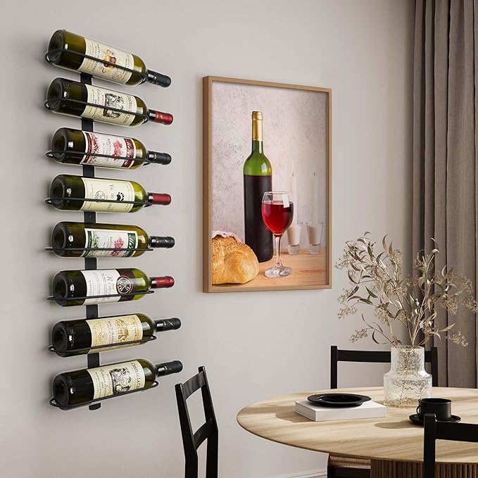 Wine Rack Wall Mounted: 8 Bottles Wine Bottle Holder Hanging Bar Liquor Storage Organizer of Cabinet Kitchen - Designed for SpaceSaver (8 Bottles)