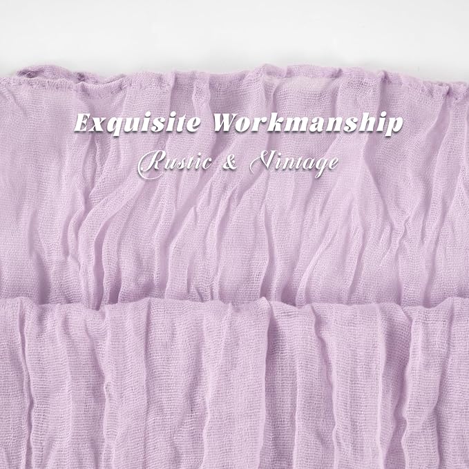 12 Pack 10Ft Lilac Cheesecloth Table Runner 35 x 120 inch Boho Gauze Cheese Cloth Table Runner Vintage Rustic Sheer Runners for Wedding Bridal Shower Birthday Party Cake Table Decorations