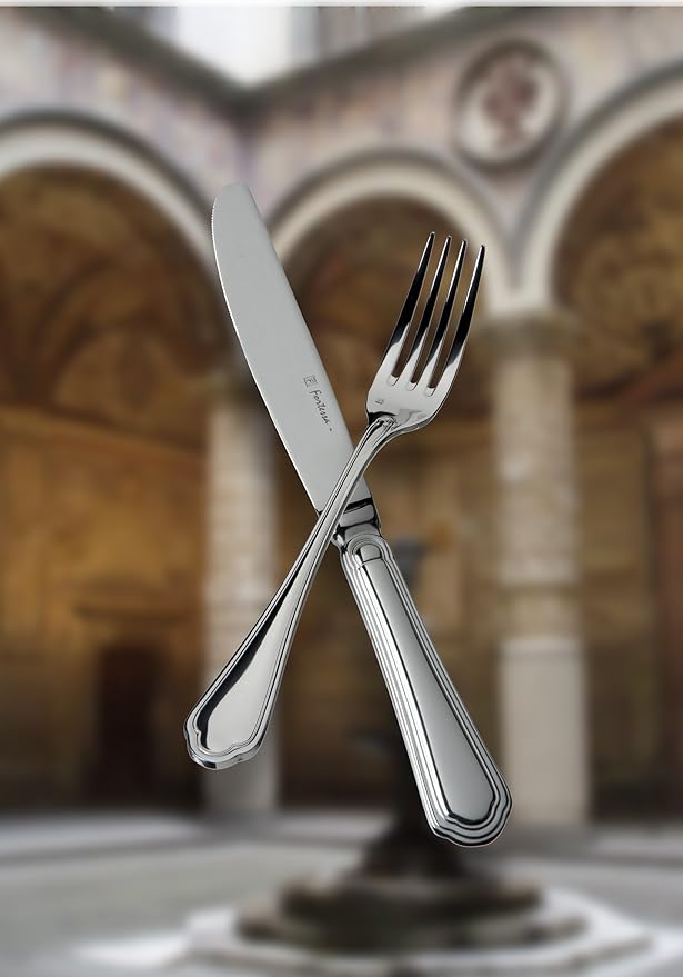 Fortessa Medici 18/10 Stainless Steel Flatware Solid Handle Table Knife, Set of 12,Silver
