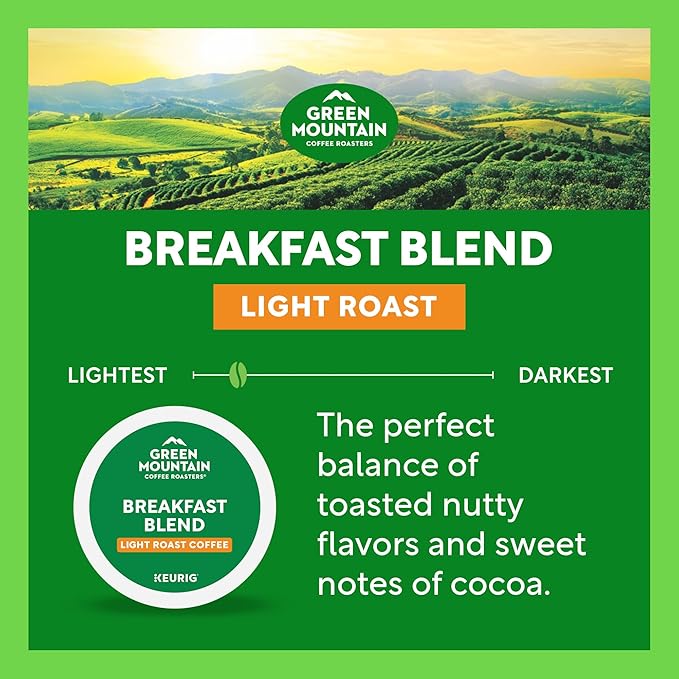 Green Mountain Coffee Roasters Breakfast Blend Keurig Single-Serve K-Cup Pods, Light Roast Coffee, 32 Count