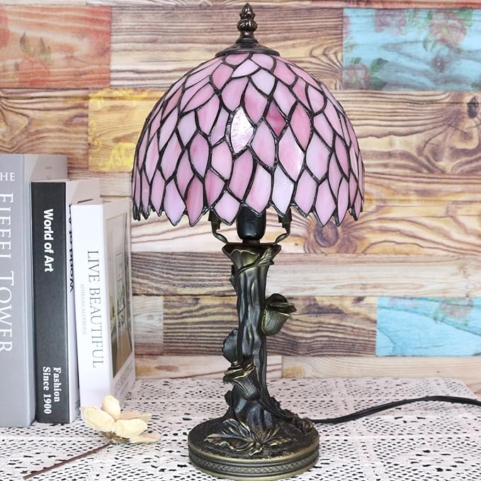 Table Lamp Base Replacement Only, Wide 5 Height 15 Inch, Fit for 6, 8, 10 Inch Tiffany Style Stained Glass Lampshade, Dark Bronze Finish,Resin, Push Switch On Cord(D (W5H15 Inch))