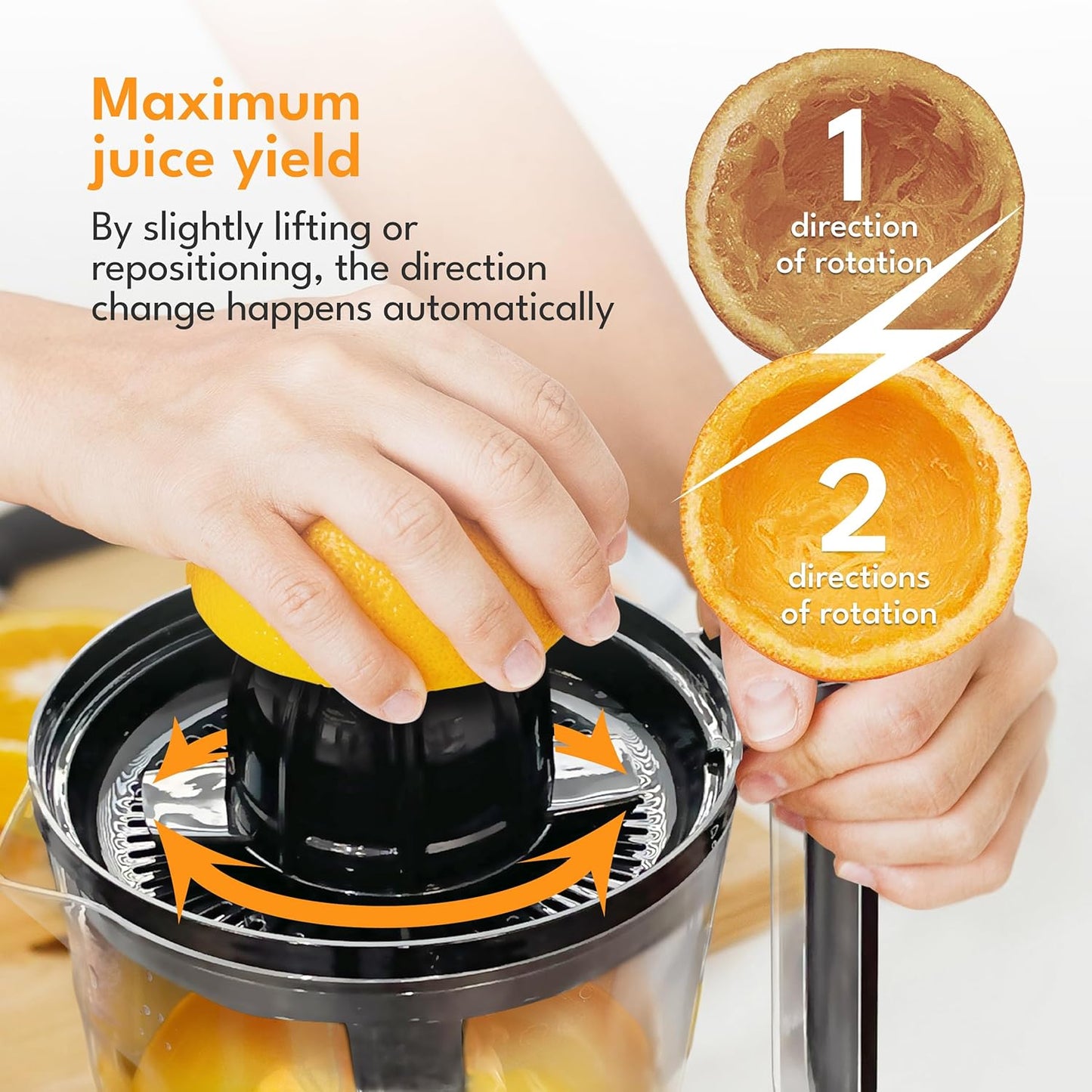 Electric Citrus juicer - 2 cones & BPA-free I High juice yield & Large Volume I 24oz Orange juicer squeezer I Esprimidoras electrico Exprimidor de limones y jugo naranjas for Juicers Machine